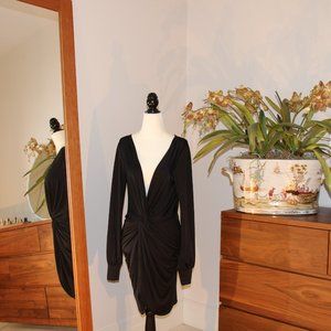 Black Body-con Plunge Dress